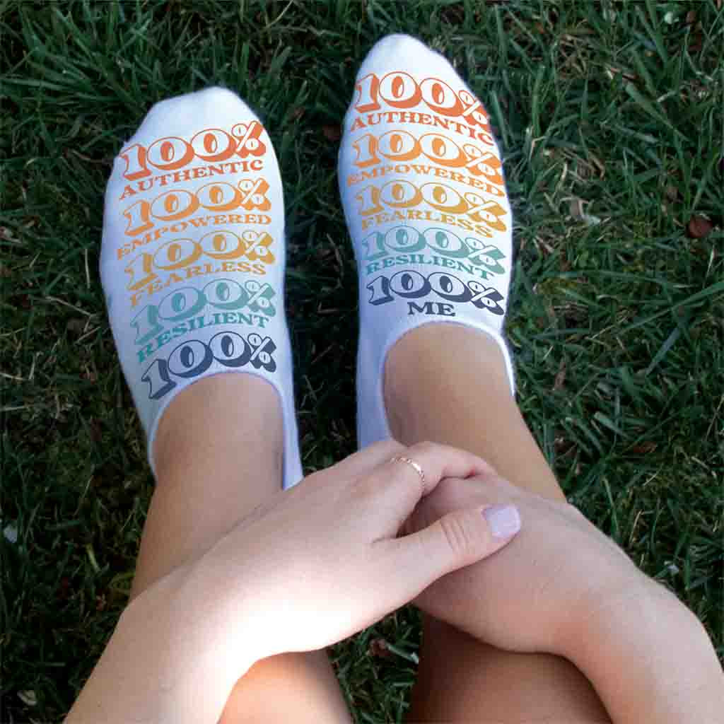 100% Me - Self Positivity Message Printed on Socks