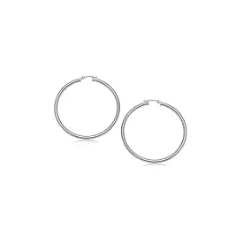 10k White Gold Polished Hoop Earrings (15 mm)