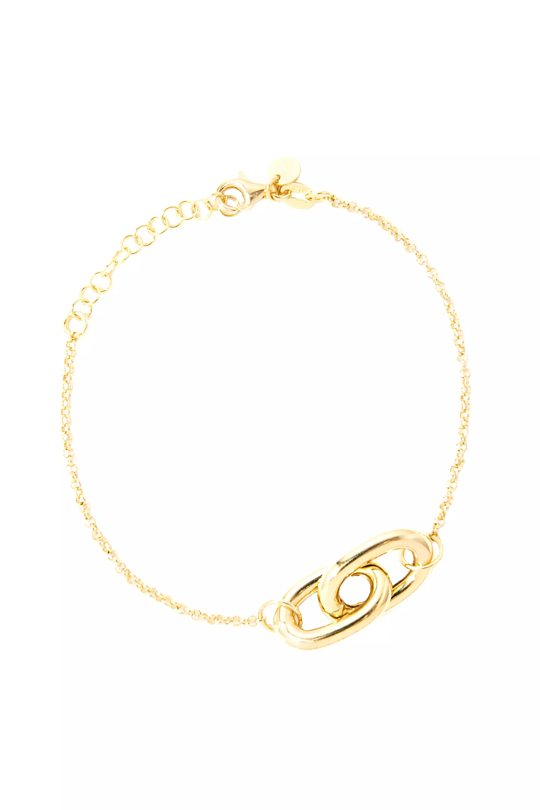 925 Gold Double Long Link Chain Bracelet