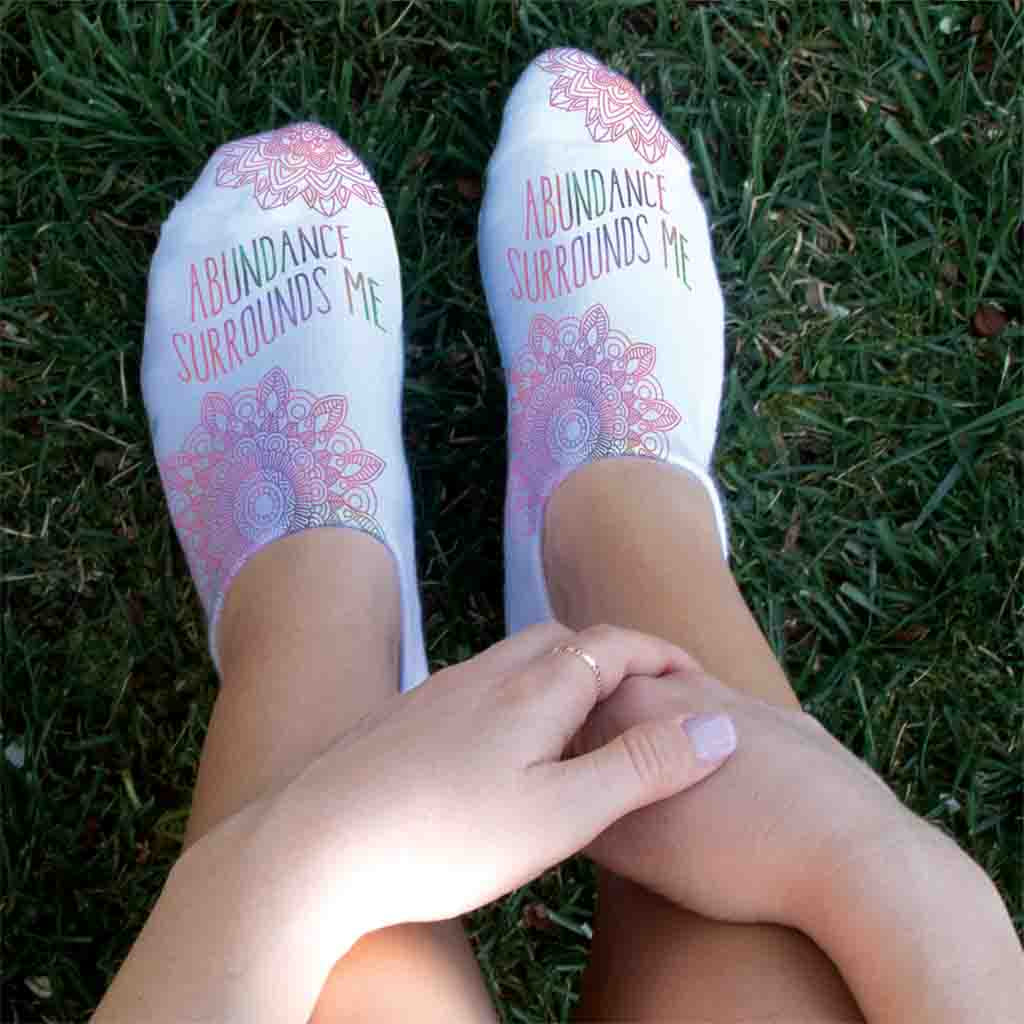 Abundance Surrounds Me - Positive Affirming Mantra on Socks