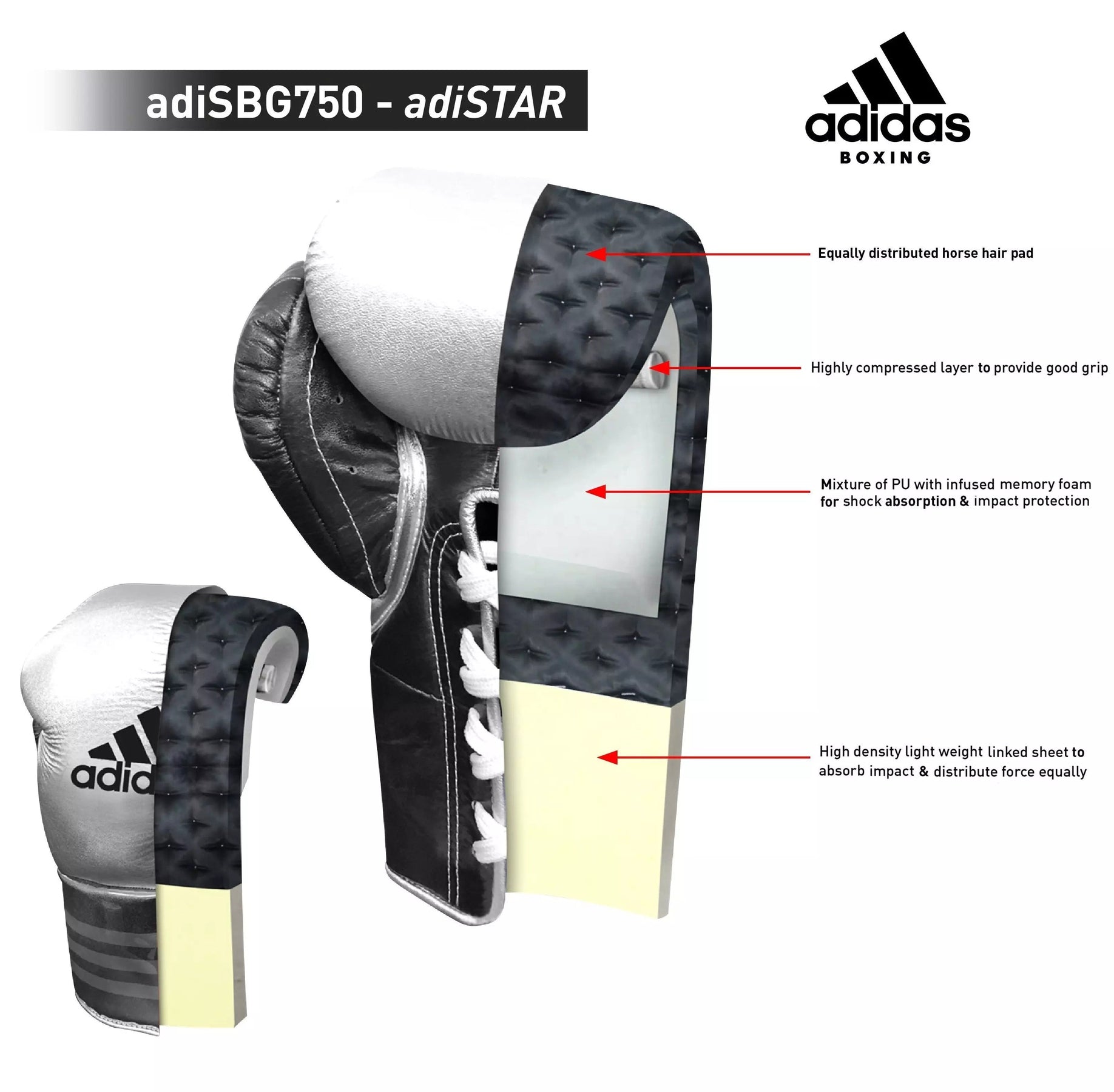 adidas Adistar 3.0 Pro Lace Up Boxing Gloves BBBC