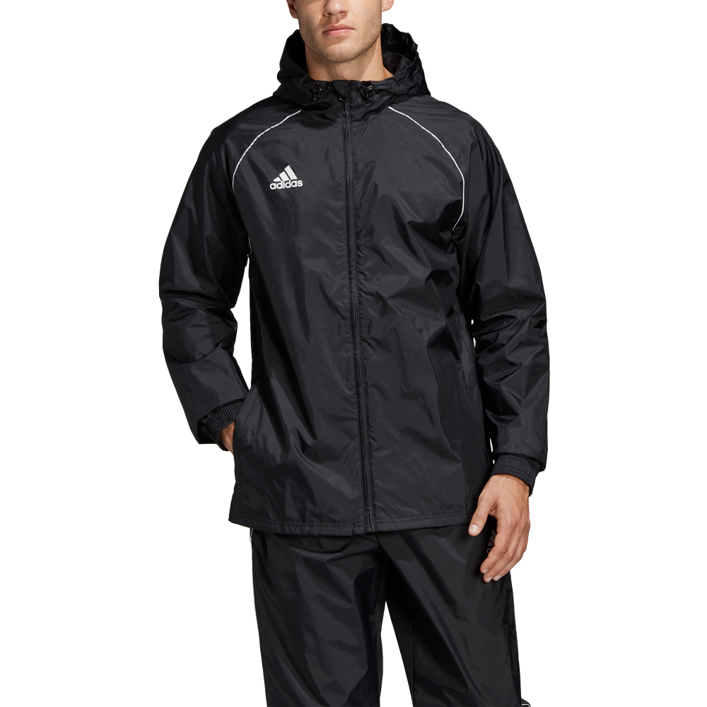 Adidas Youth Core 18 Rain Jacket (Black/White)