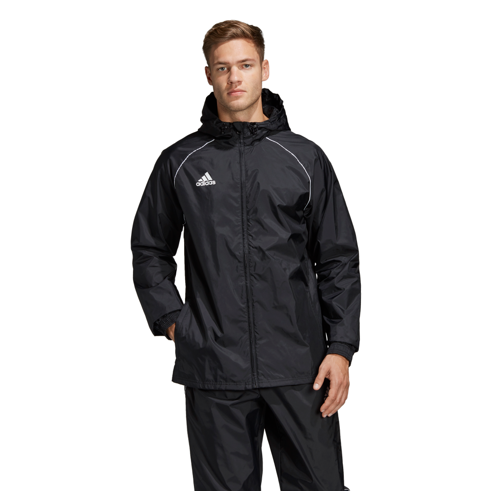 Adidas Youth Core 18 Rain Jacket (Black/White)