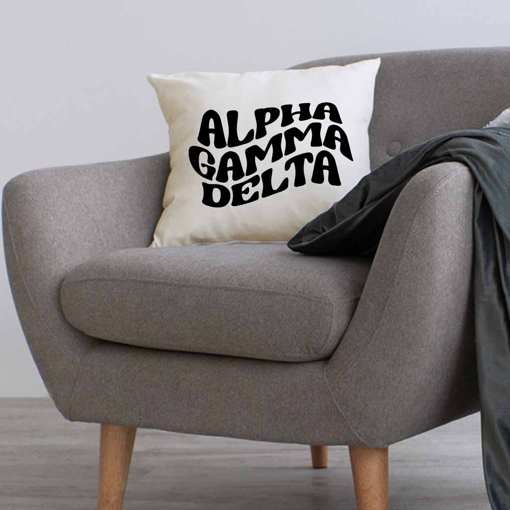 Alpha Gamma Delta Greek Mod Design on a Sorority Throw Pillow Cover for Dorm Room or Apartment Decor