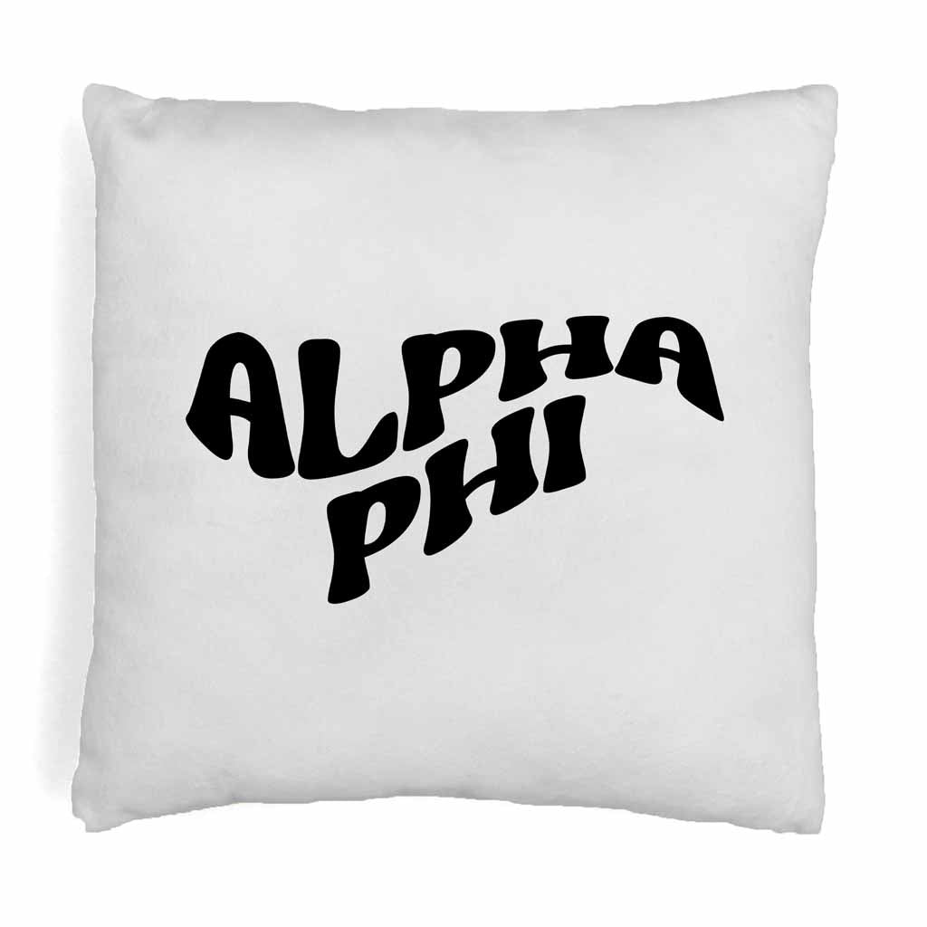 Alpha Phi Greek Mod Design on a Sorority Throw Pillow Cover for Dorm Room or Apartment Decor