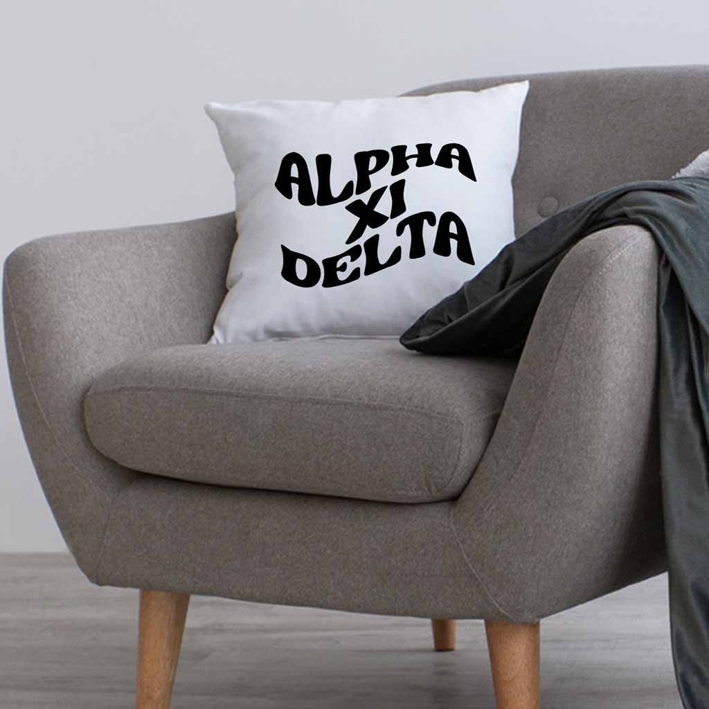 Alpha Xi Delta Greek Mod Design on a Sorority Throw Pillow Cover for Dorm Room or Apartment Decor