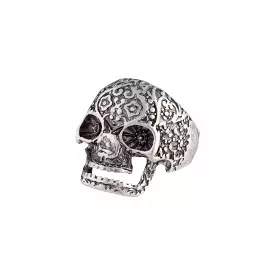 Antique Silver Detailed Skull Ring