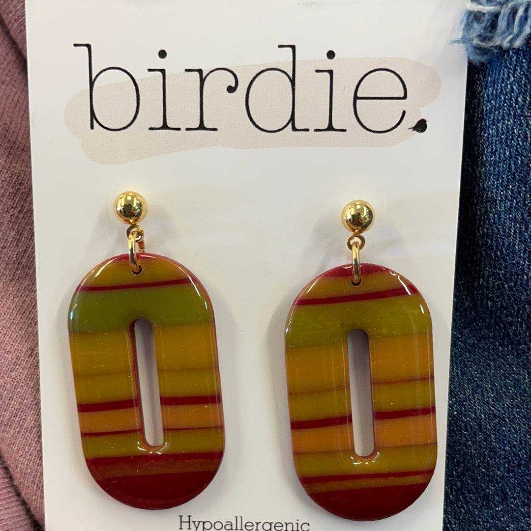 Birdie Autumn Glossy Oval Earrings