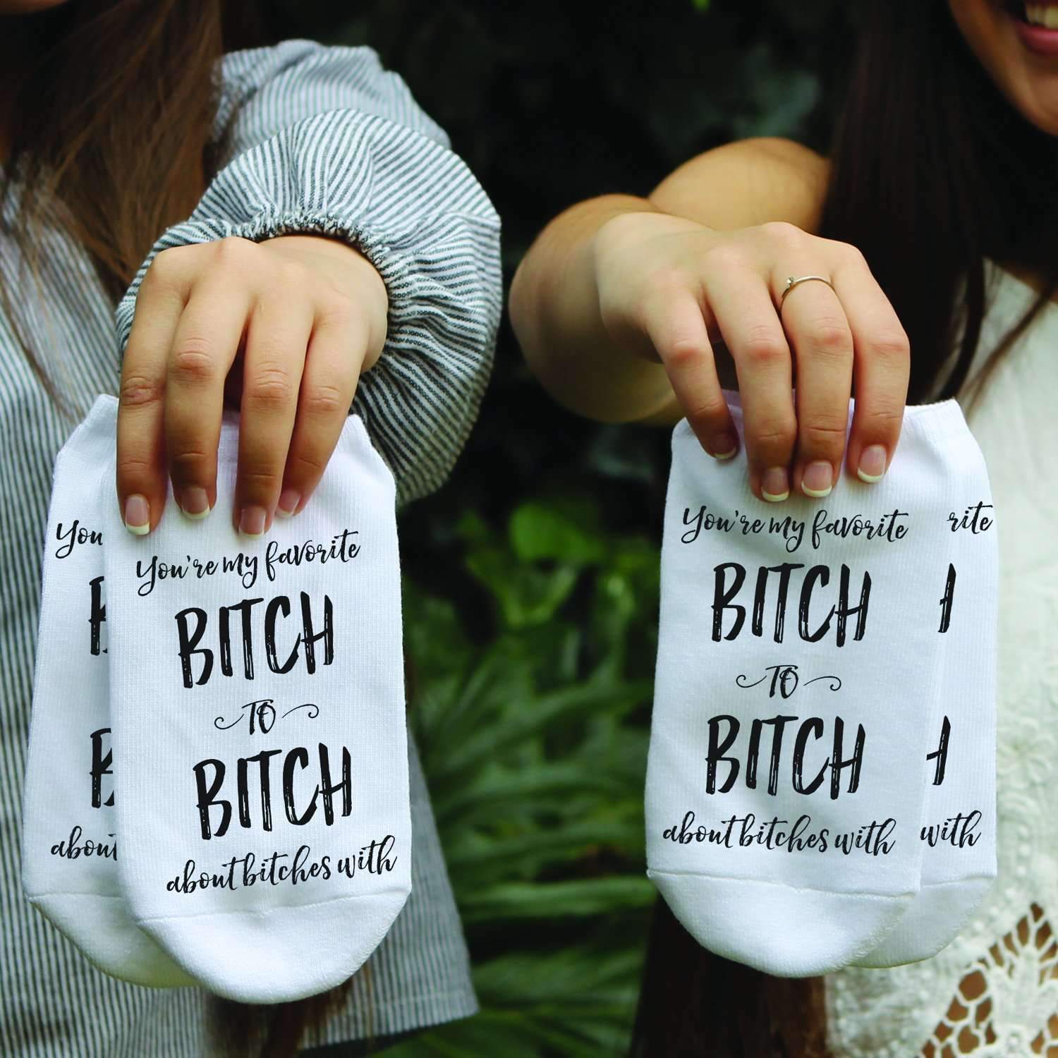 Bitch to Bitch - Funny Saying on Ladies No Show Socks