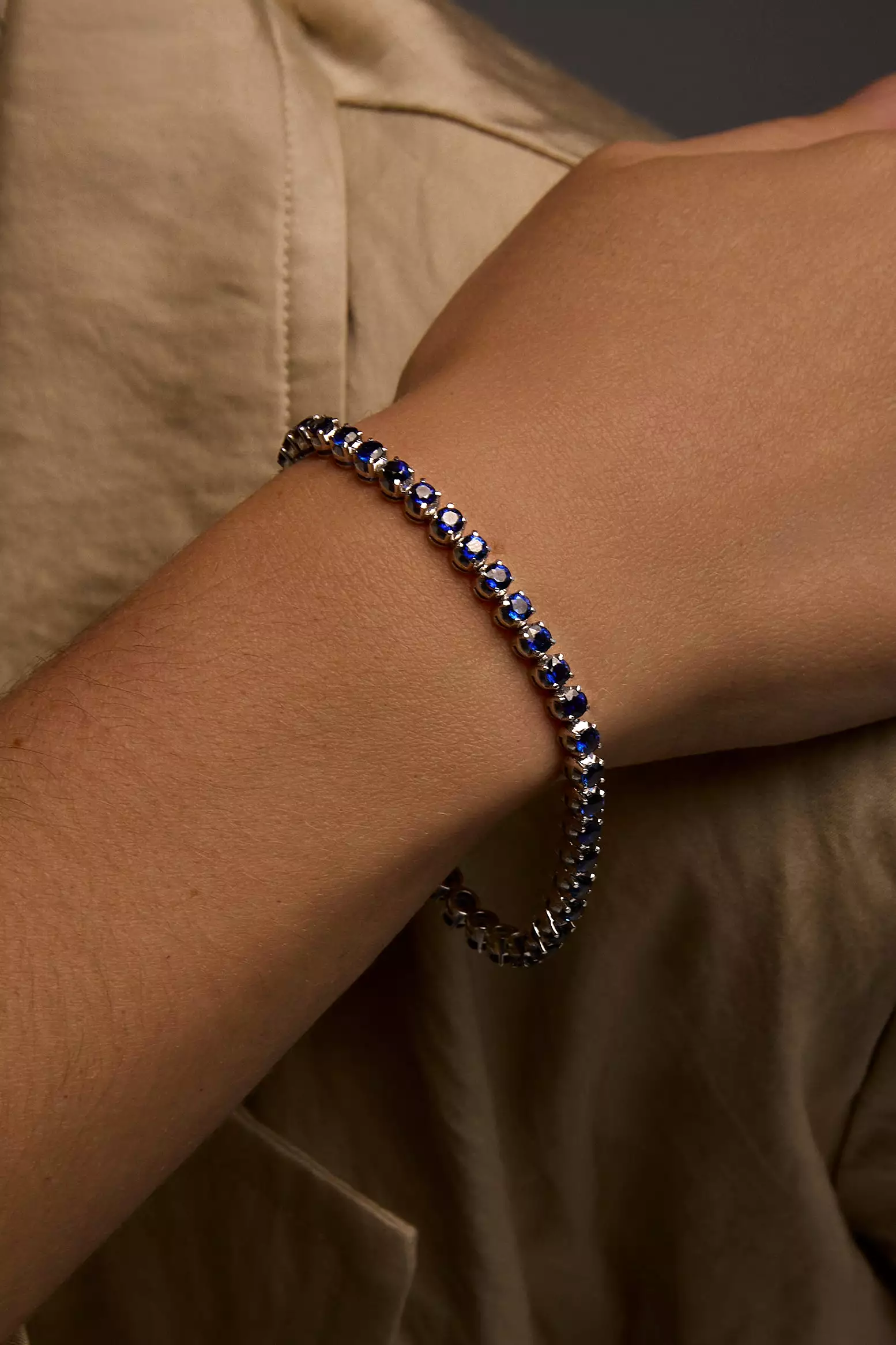 Blue Sapphire Tennis Bracelet in 18k White Gold