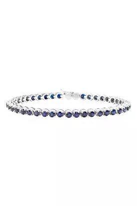 Blue Sapphire Tennis Bracelet in 18k White Gold