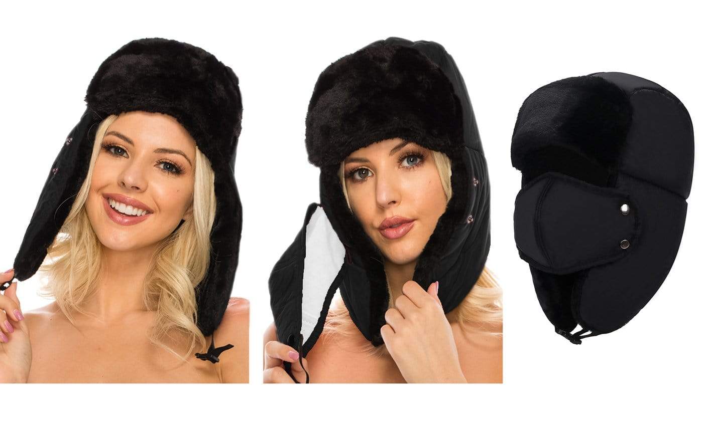 BravemanUnisex Trapper Eskimo Fur-Lined Winter Hunting Hat with Ear Flaps and Removable Mask