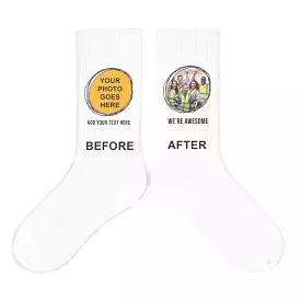 Circle Shaped Frame with Your Photo and Text Printed on Socks