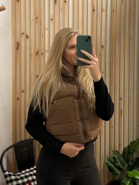 Cropped Puffer Vest with Pockets  no