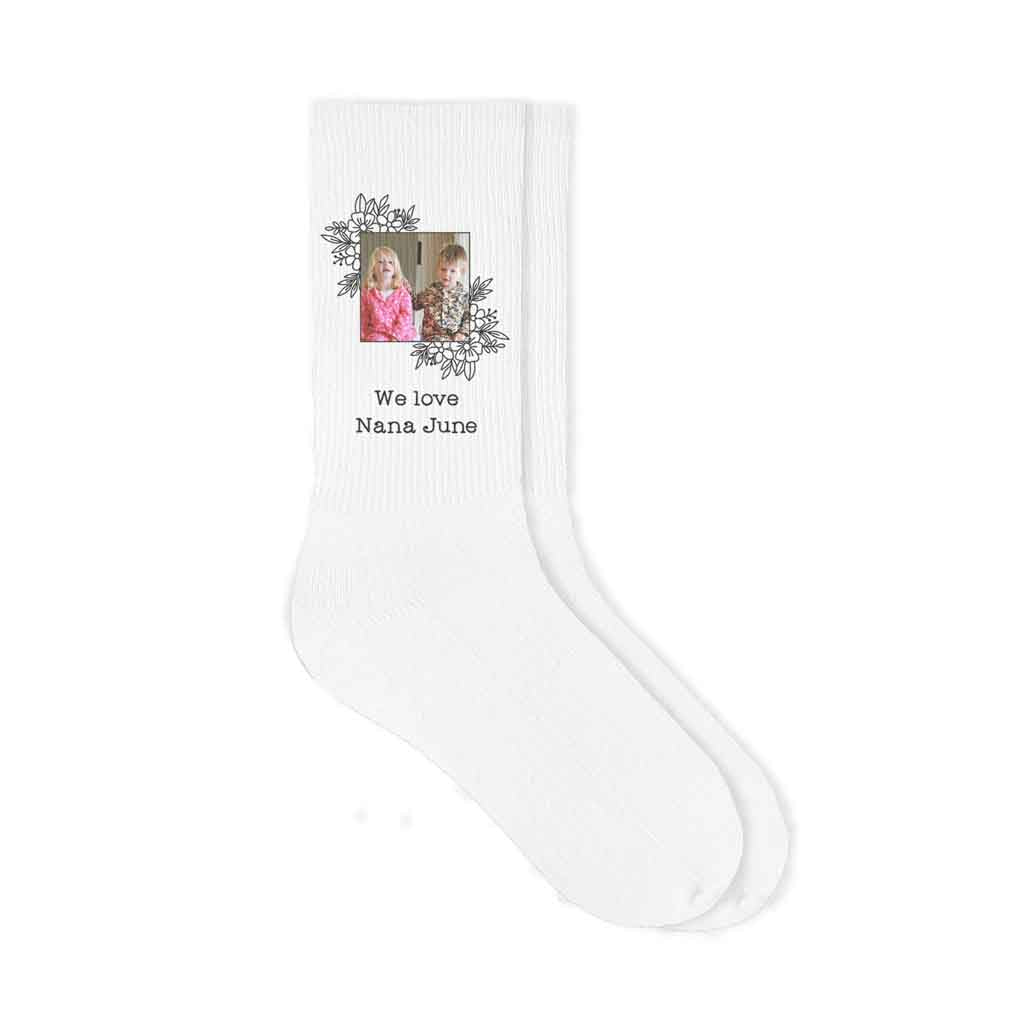 Custom Framed Photo and Your Text Printed on Socks