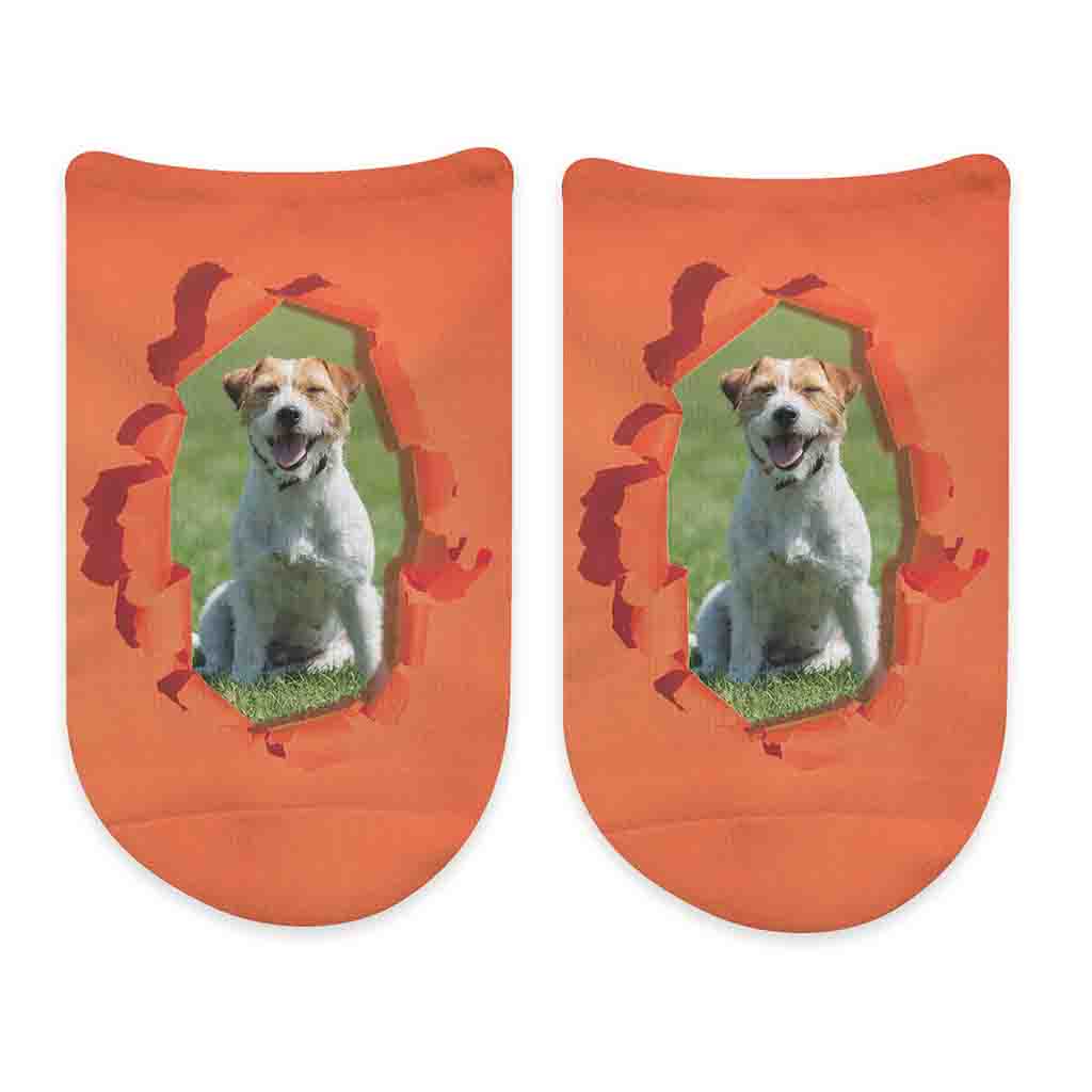 Custom Photo Socks Printed with a Bright Color Background