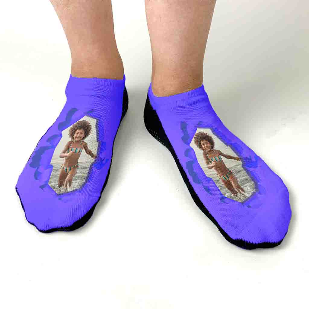 Custom Photo Socks Printed with a Bright Color Background