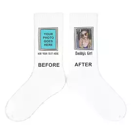 Custom Printed  Framed Photo and Your Text on Socks