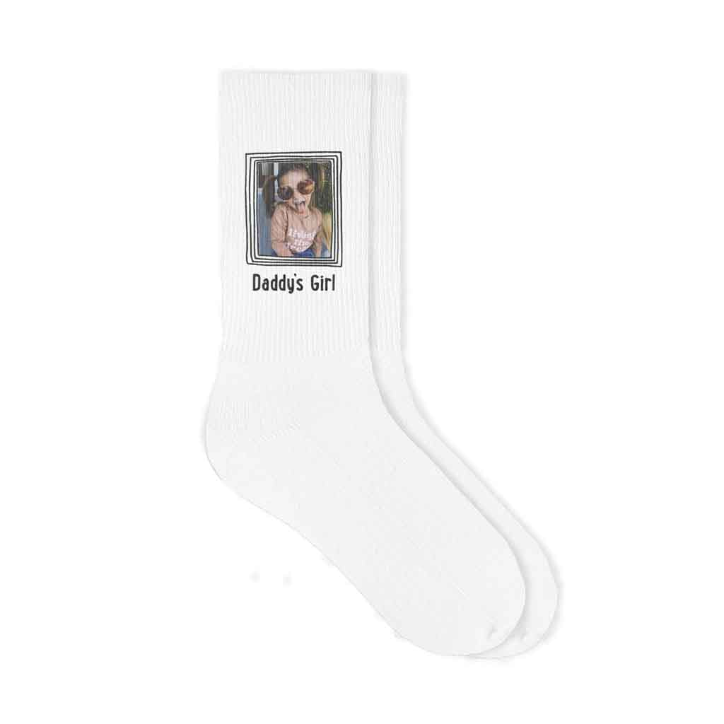 Custom Printed  Framed Photo and Your Text on Socks