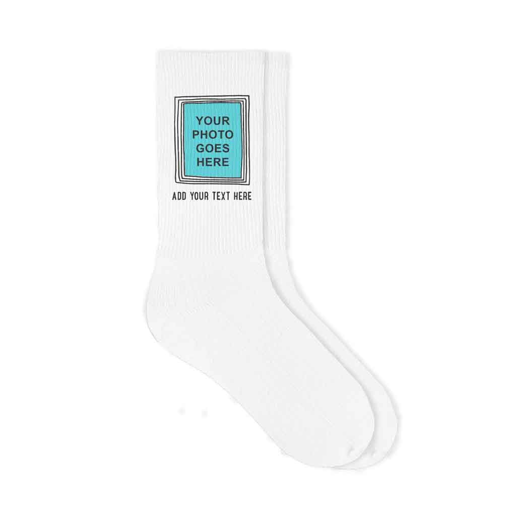 Custom Printed  Framed Photo and Your Text on Socks