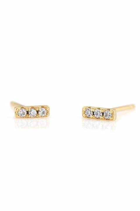 Dash Bar Pave Stud Earrings