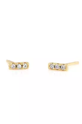 Dash Bar Pave Stud Earrings