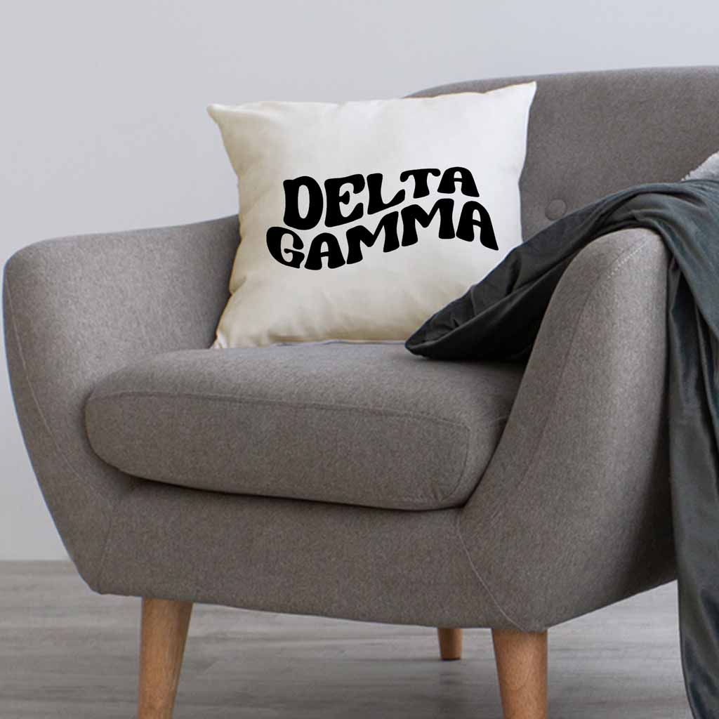 Delta Gamma Greek Mod Design on a Sorority Throw Pillow Cover for Dorm Room or Apartment Decor