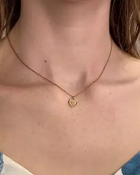 Detailed Heart Necklace - Gold