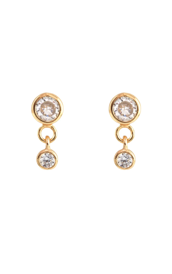 Double crystal swing stud earrings