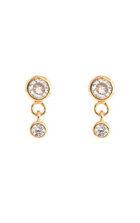 Double crystal swing stud earrings