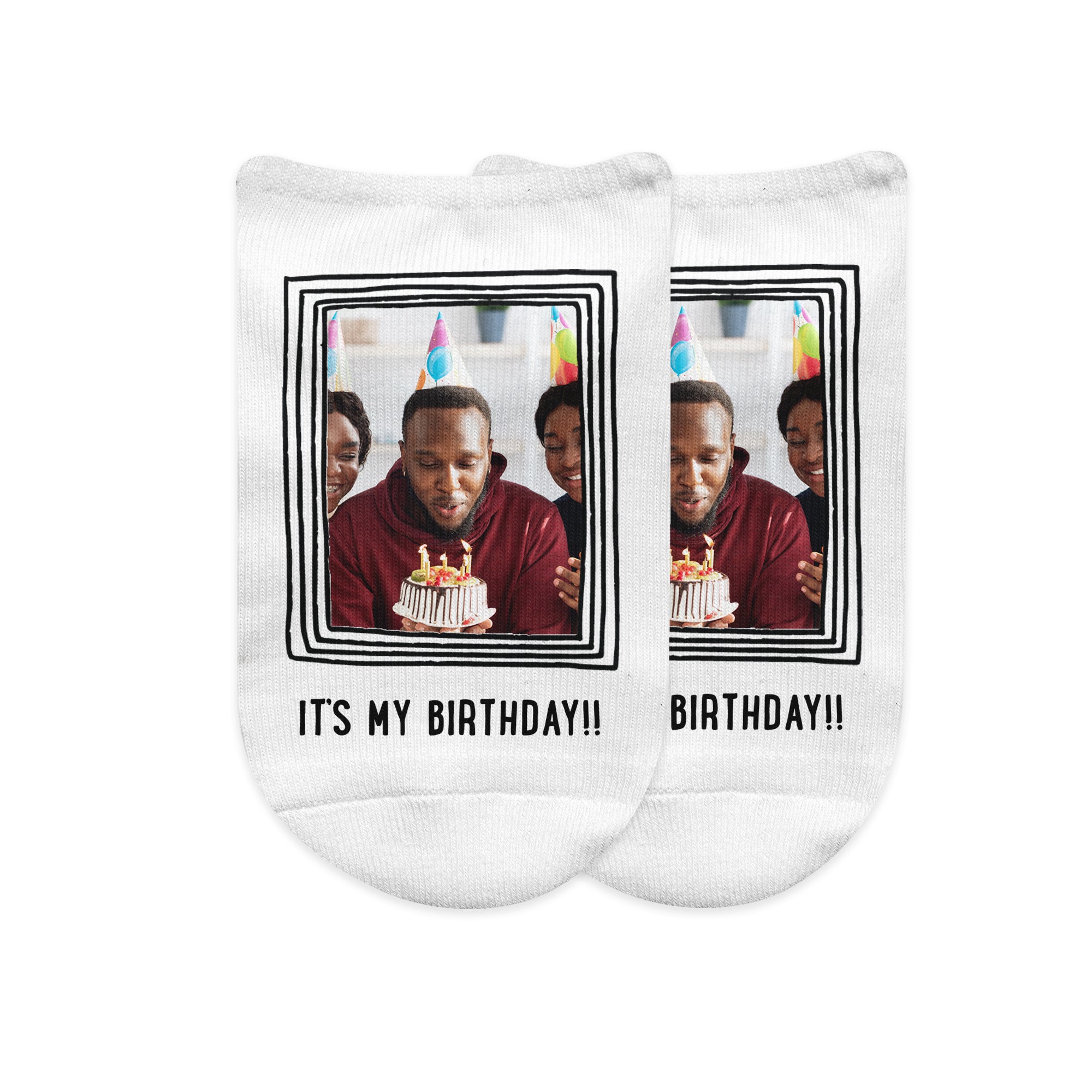 Framed Design with Your Photo and Text on No Show Socks