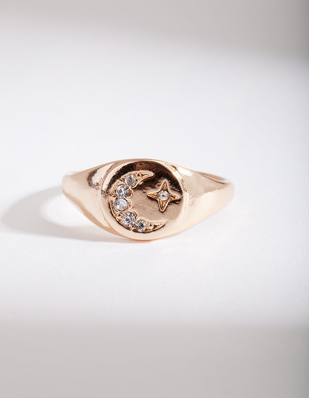 Gold Celestial Diamante Moon Ring