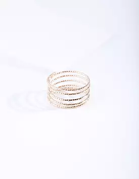 Gold Diamond Cut Spiral Ring