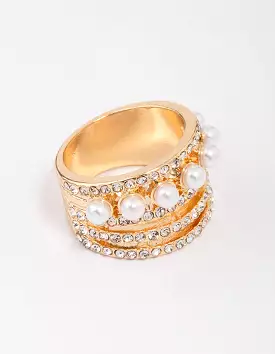 Gold Layered Pearl Band Ring