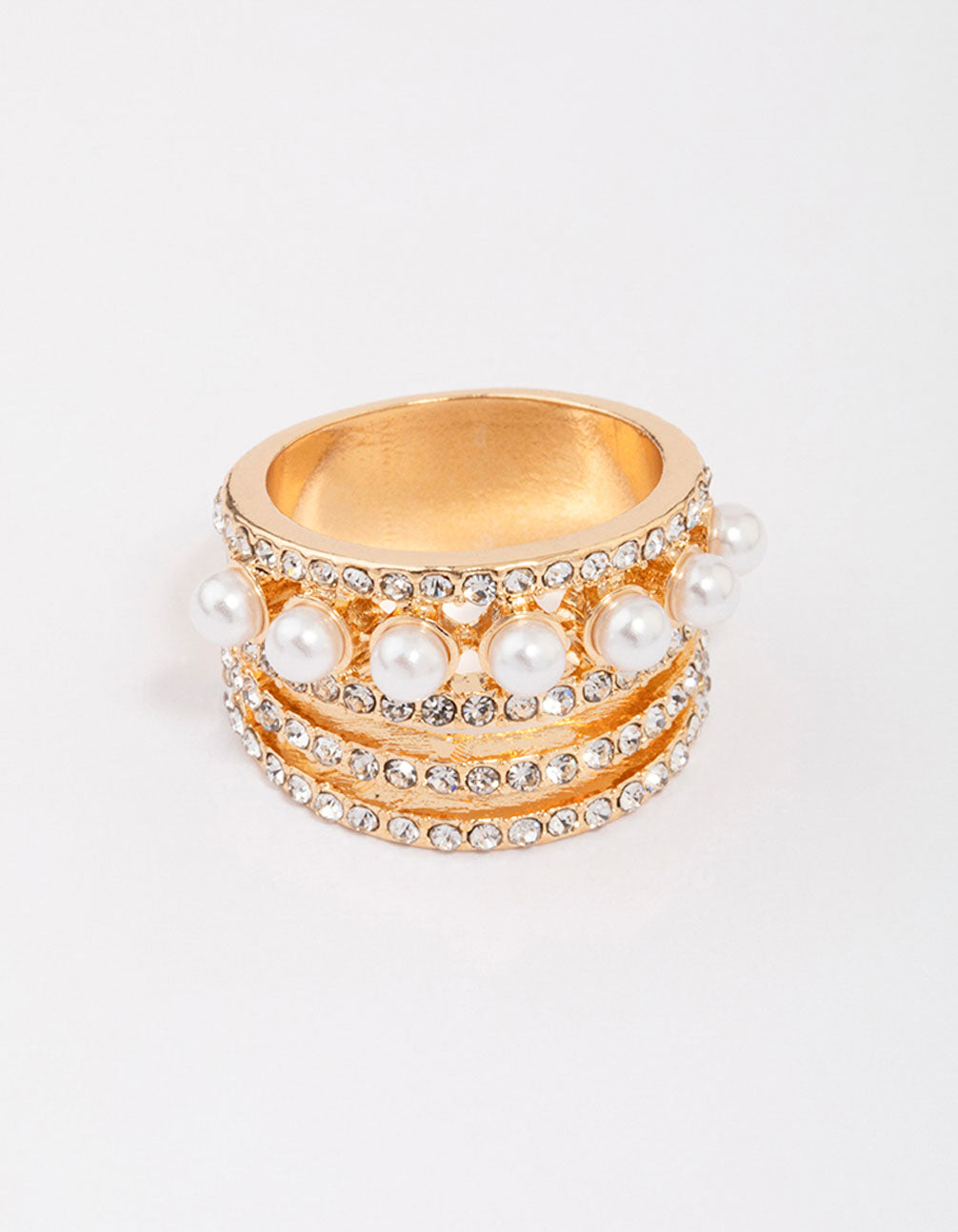 Gold Layered Pearl Band Ring