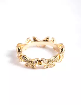 Gold Plated Butterfly Band Ring