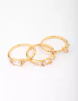 Gold Plated Butterfly Stacking Ring 3-Pack