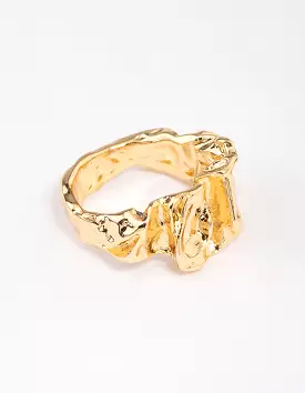 Gold Plated Melted Metal Band Ring