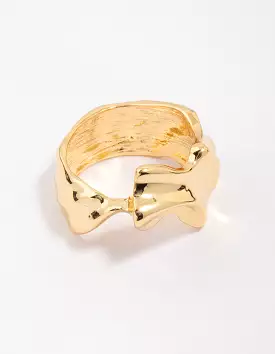 Gold Plated Molten Texture Band Ring