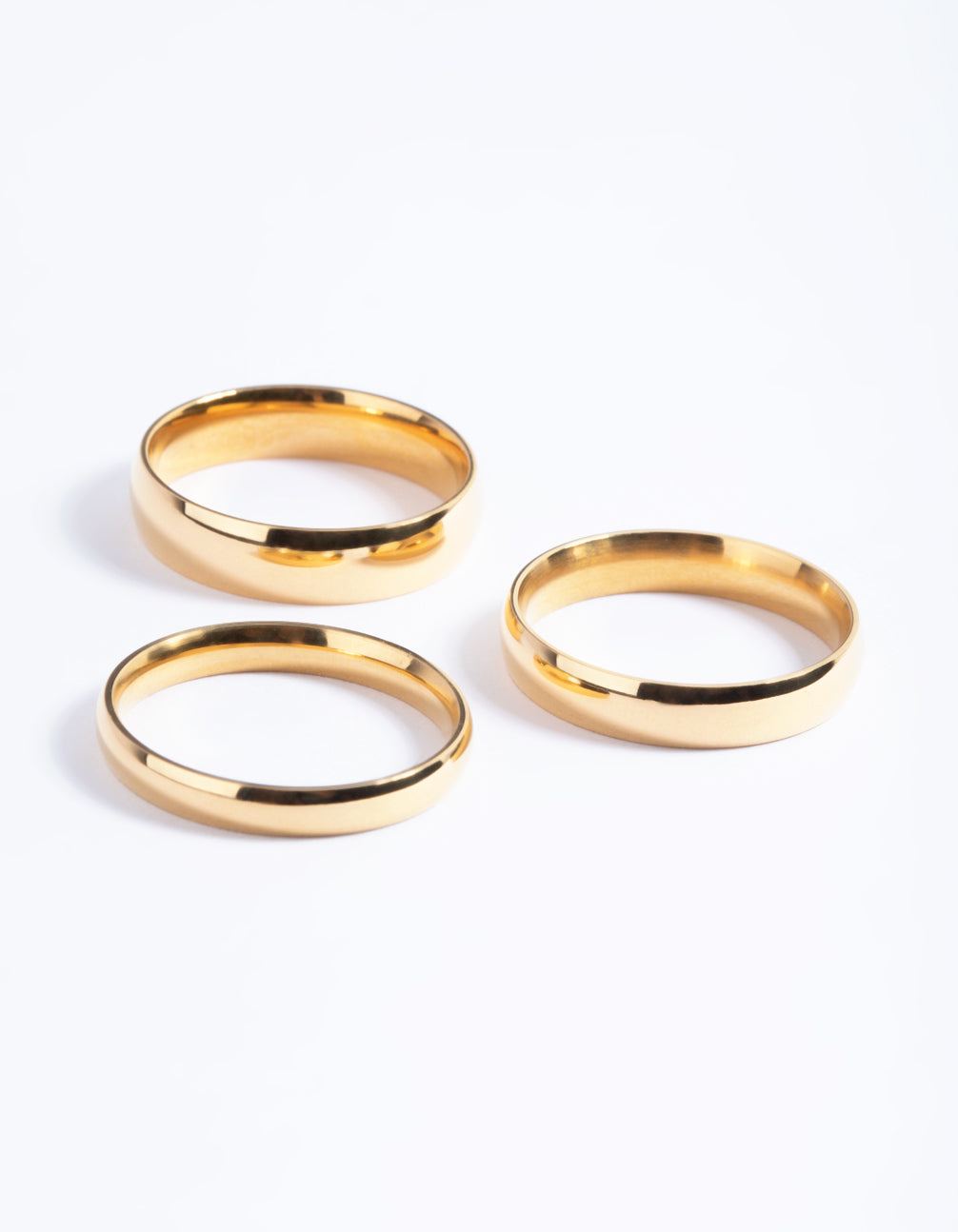 Gold Plated Stainless Steel Plain Band Ring Pack