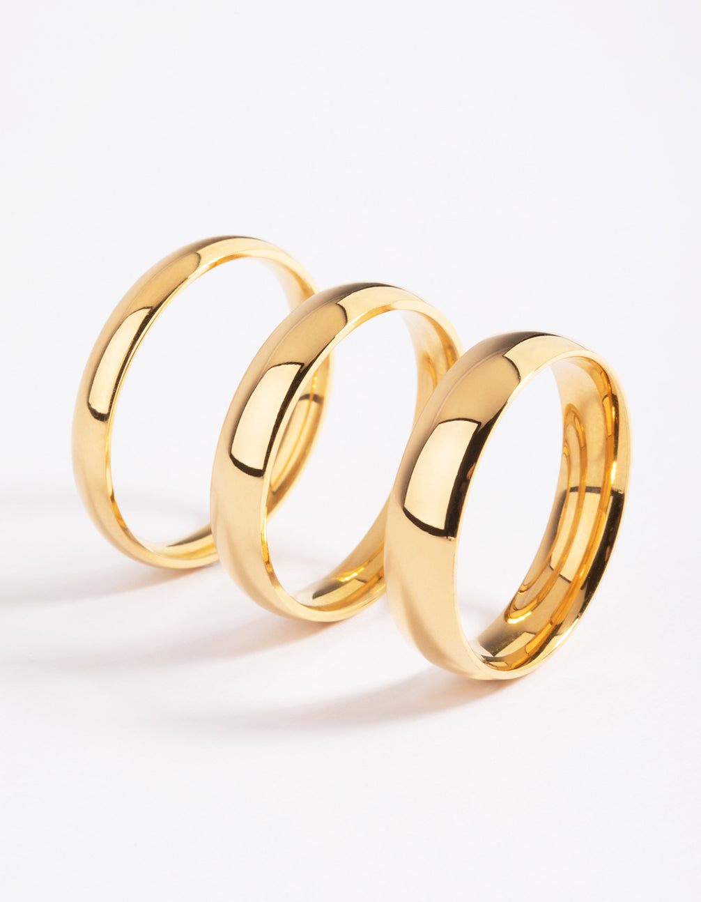 Gold Plated Stainless Steel Plain Band Ring Pack