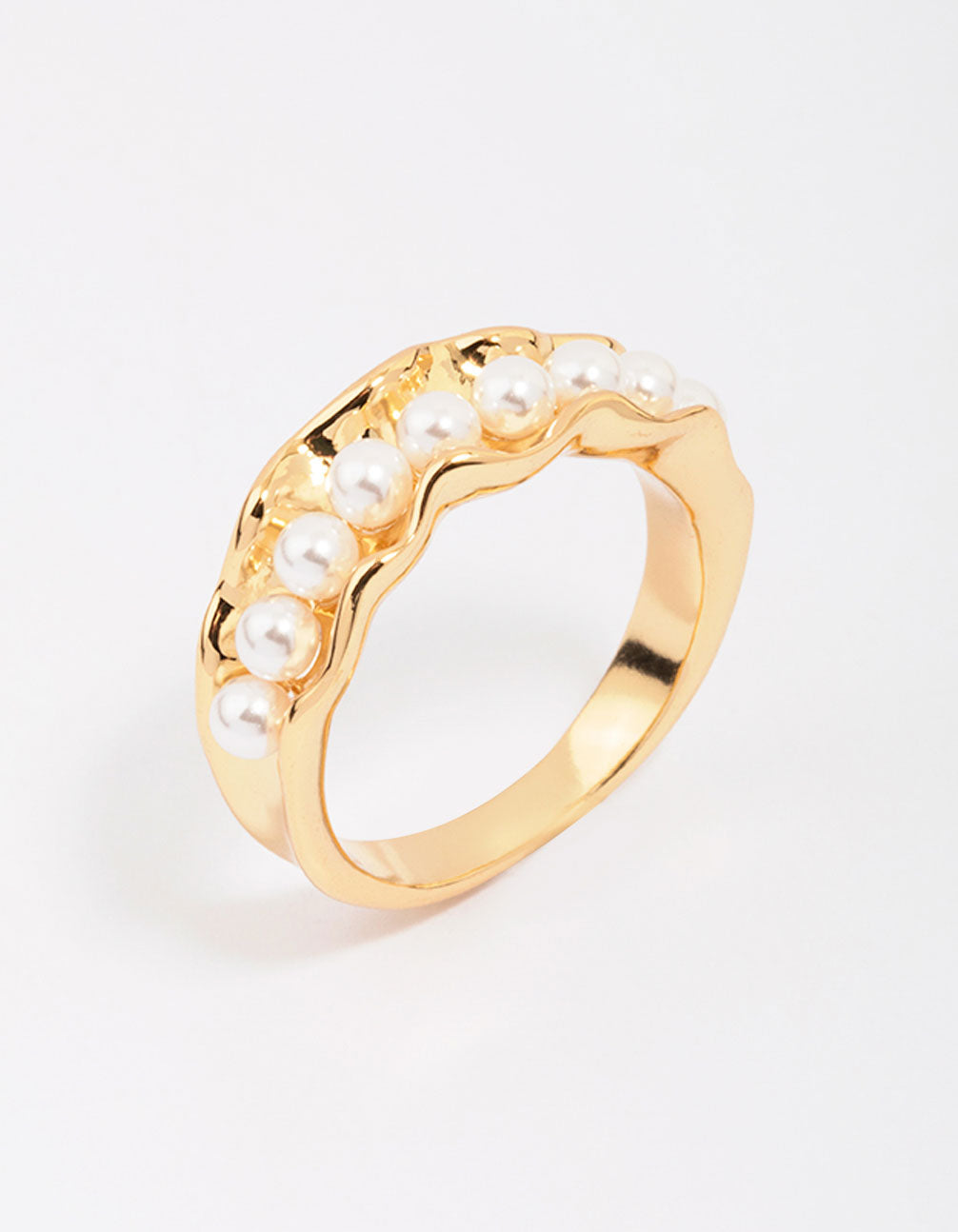 Gold Plated Textured Ribbon Band Ring