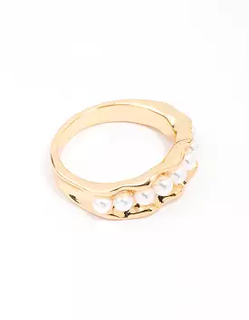 Gold Plated Textured Ribbon Band Ring