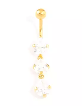 Gold Plated Titanium Cubic Zirconia Drop Belly Ring