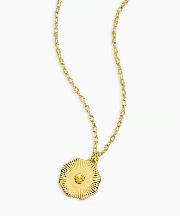 Gorjana Birthstone Coin Necklace - Citrine/Gold