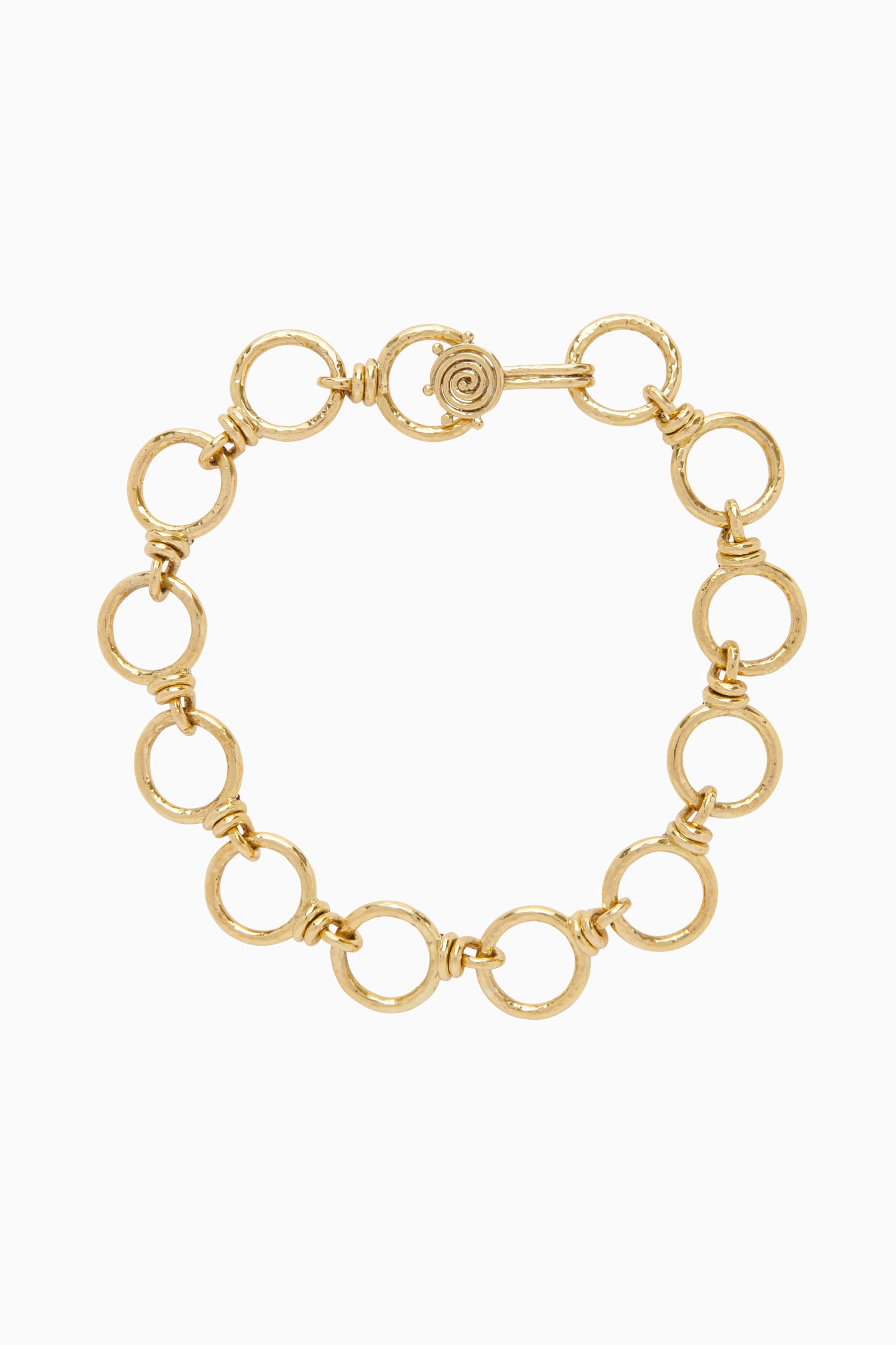 Hammered Circle Chain Necklace - Brass