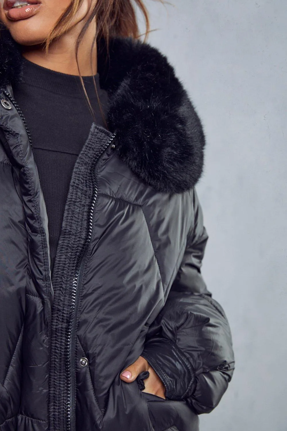 Jackets & Coats | Faux Fur Quilted Puffer Coat | MissPap