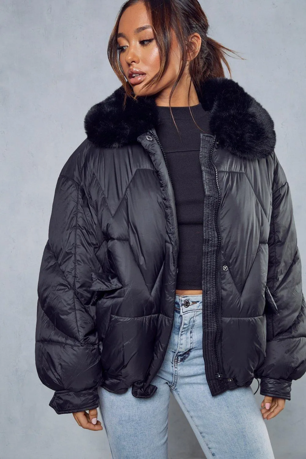 Jackets & Coats | Faux Fur Quilted Puffer Coat | MissPap