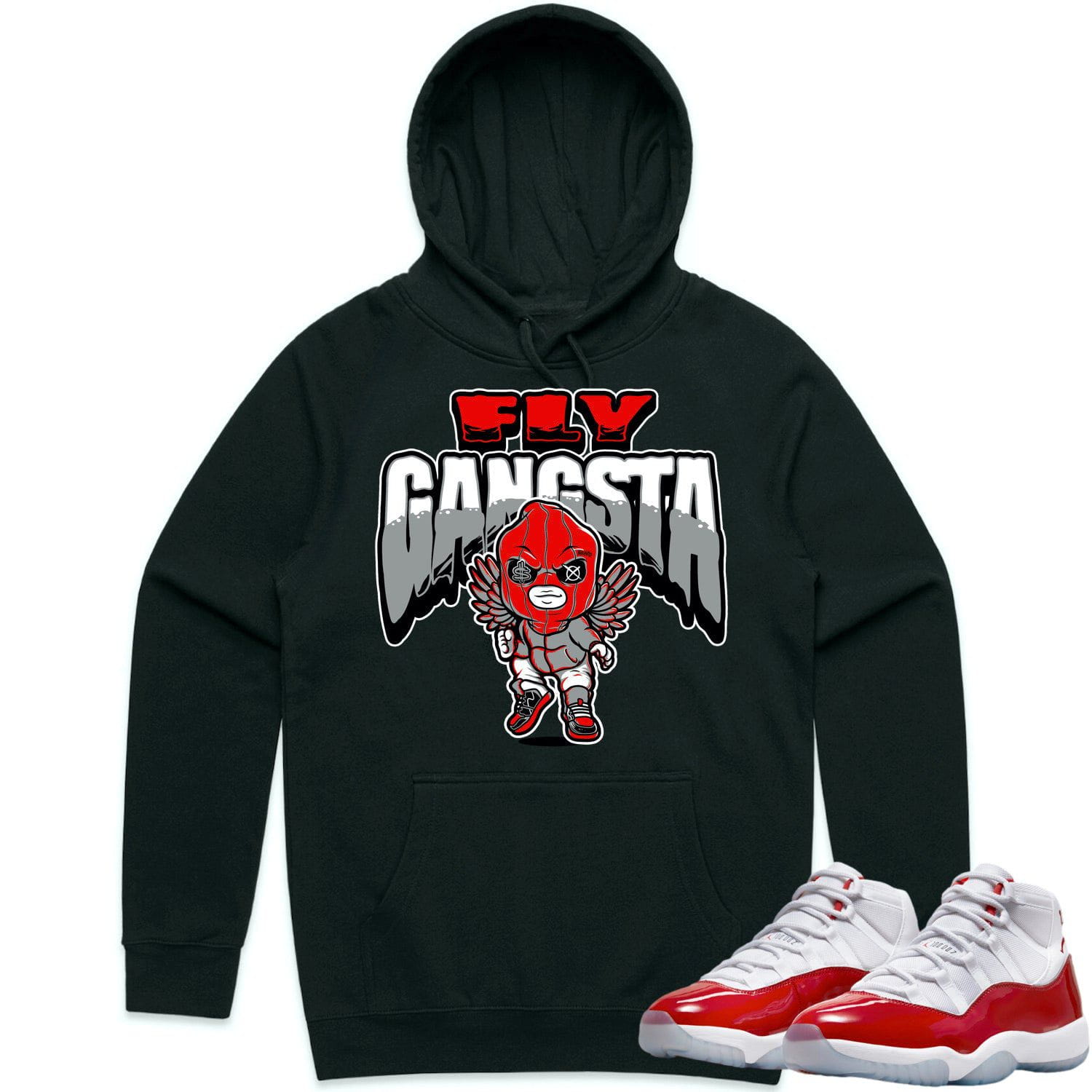 Jordan 11 Cherry 11s Hoodie to Match - RED FLY GANGSTA