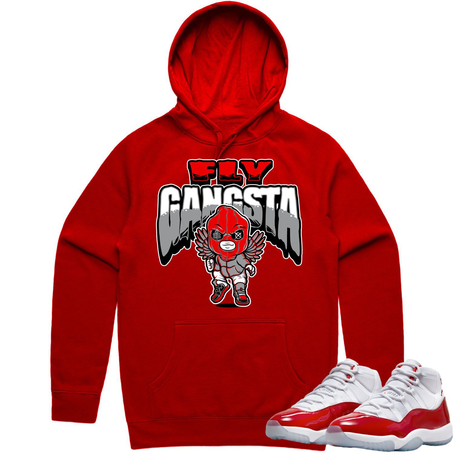 Jordan 11 Cherry 11s Hoodie to Match - RED FLY GANGSTA